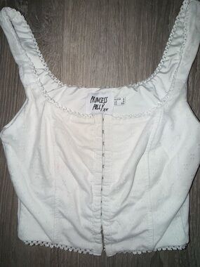 Princess Polly White Hook-Front Cropped Tank Top